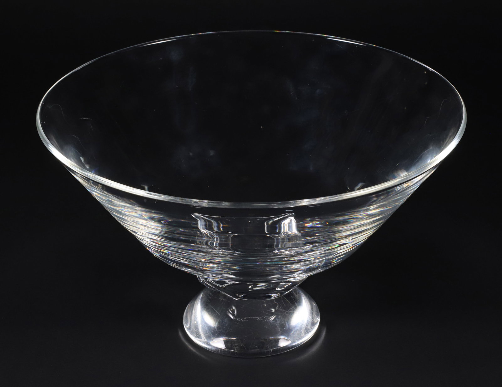 Signed Steuben Clear Crystal "Star" Based Pedestal Bowl: Signed Steuben Clear Crystal "Star" Based Pedestal Bowl Height 5.5 in. Diameter 9.5 in.