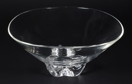 Signed Steuben Clear Crystal Pedestal Bowl, circa 1962