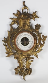 Antique French Napoleon III Style Bronze Wall Barometer