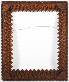 Tramp Art Carved Wood Frame
