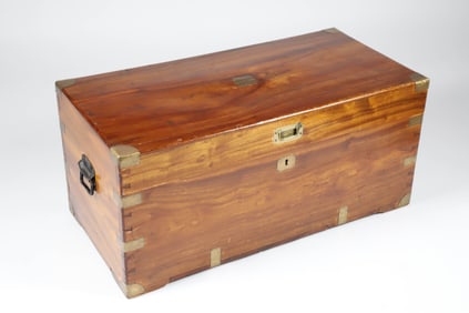 Chinese Export Brass Bound Camphorwood Trunk, 19th Century