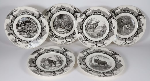 Set of Six Wedgwood Kruger National Park Wildlife Portrait Plates