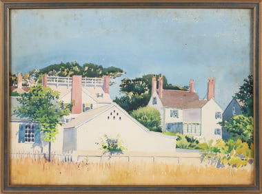 Watercolor "View Nantucket Residential Still Life", circa 1950s