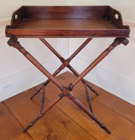 Antique Mahogany Butler's Tray on Folding Stand, 19th Century