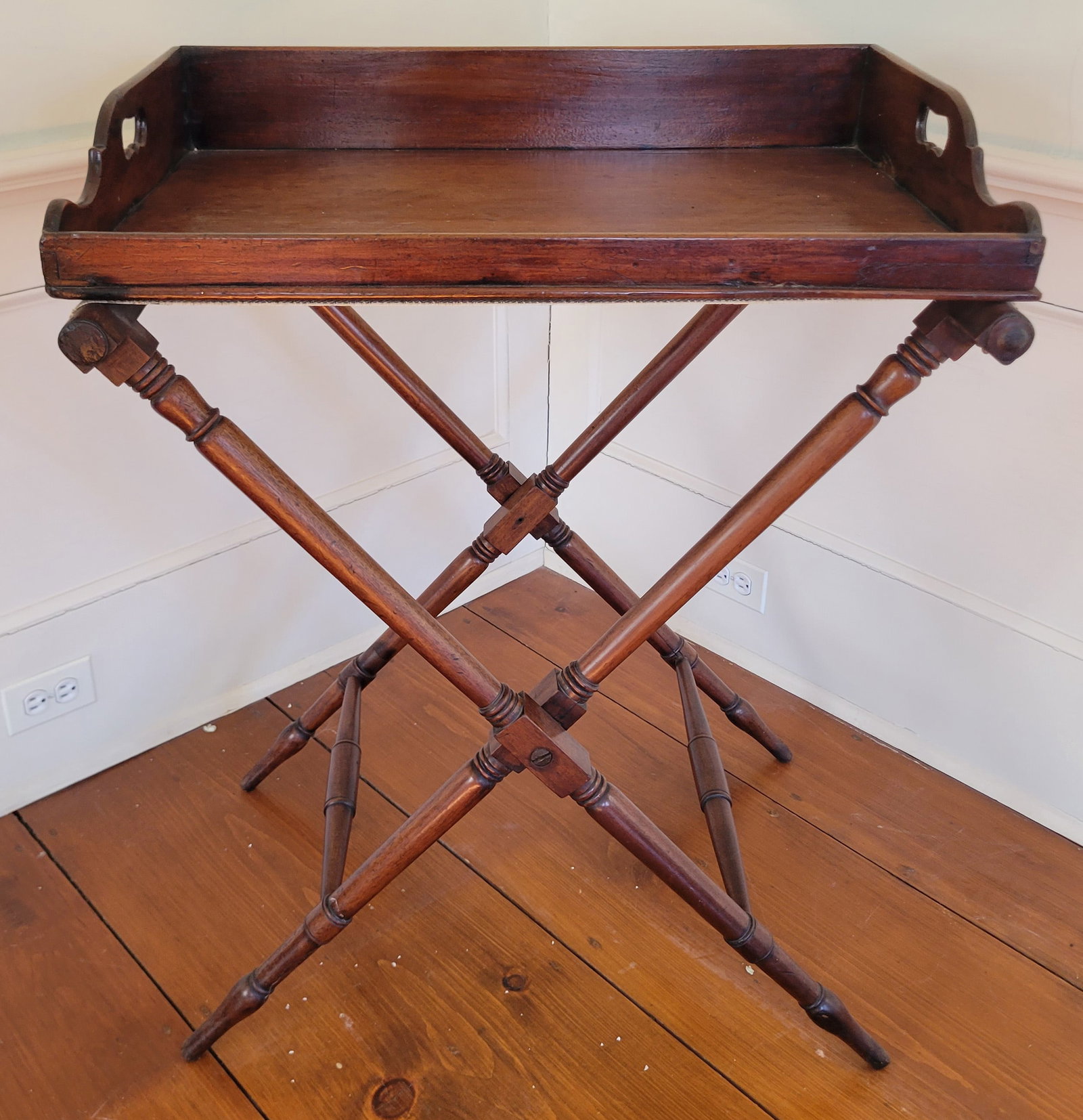 Antique Mahogany Butler's Tray on Folding Stand, 19th Century (1 of 5)