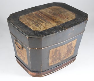 Vintage Hand Painted Chinese Storage Trunk, 19th Century
