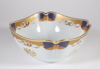 Mottahedeh Golden Butterfly Chinese Export Style Cut Corner Serving Bowl