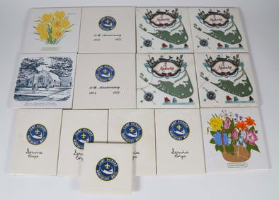 Collection of Fifteen Nantucket Porcelain Tiles