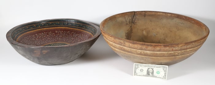 Two Turned and Chip Carved Bowls, One Decorated by Shaari Horowitz, circa 2005