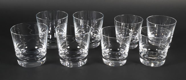 Eight Baccarat Crystal Rocks Glasses