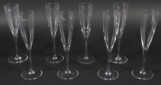 Eight Baccarat Champagne Flutes