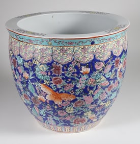 Vintage Chinese Enamel Paint Decorated Planter
