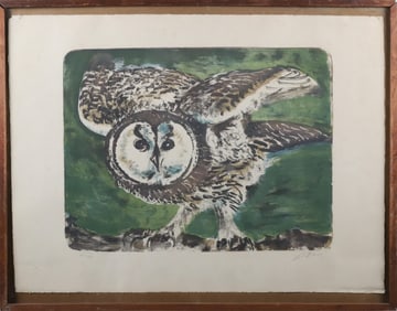 Hans Erni Limited Edition 5-Color Lithograph "Hibou", circa 1959