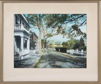 Charles Sawyer Colorized Photograph of Pleasant Street to Main Street, Nantucket
