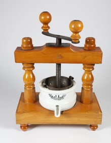 J & L Depose Wood and Ceramic Citrus Press, 19th Century
