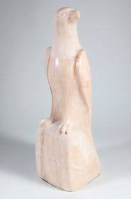 Carved Pink Marble Sculpture of a Falcon