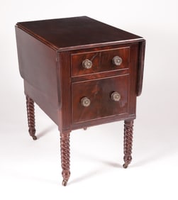 Antique Mahogany Four Drawer Drop Leaf Work Stand