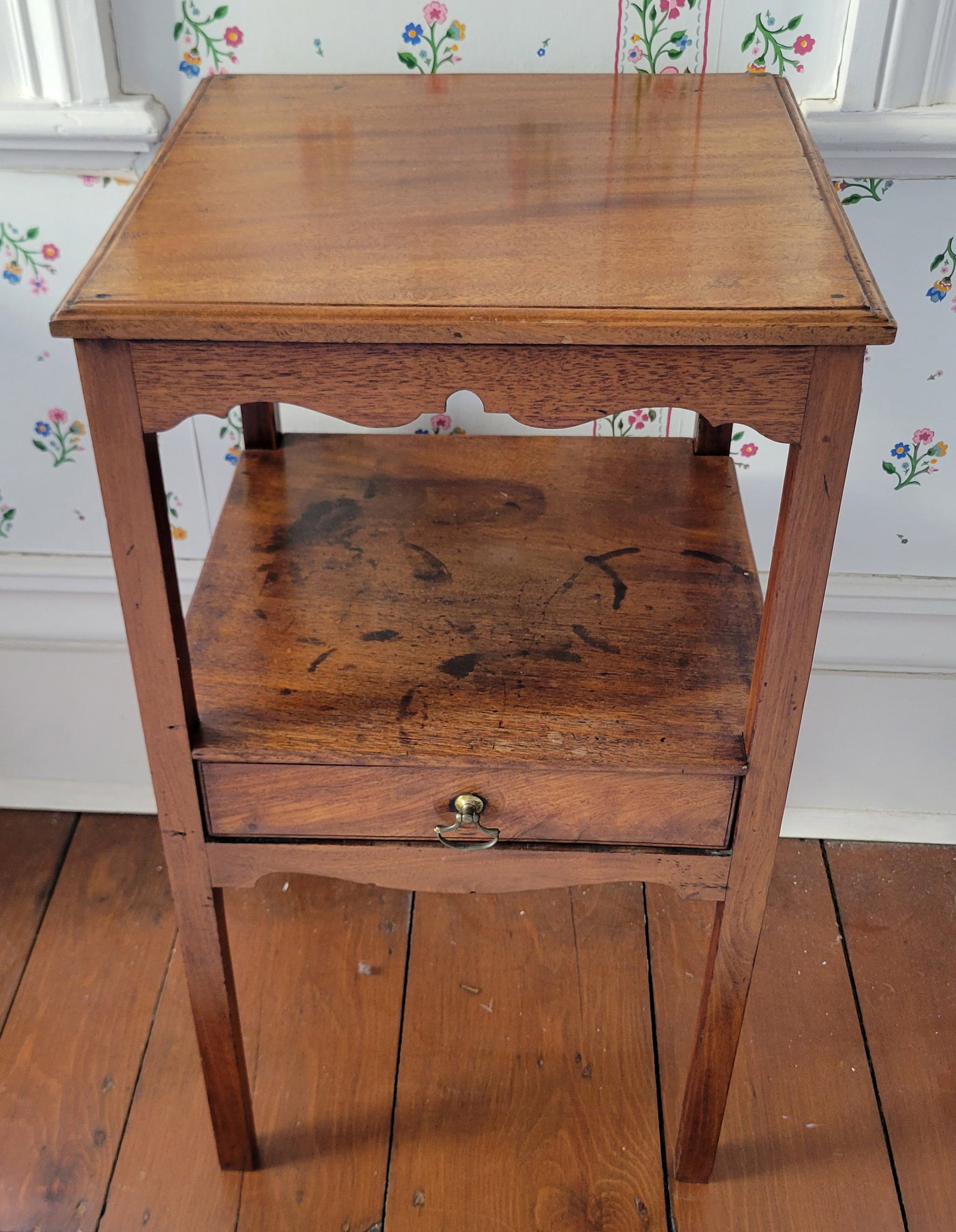 Oak Two Tier One Drawer Night Stand, 19th Century (1 of 7)