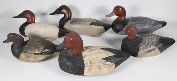 Collection of Six Carved and Painted Waterfowl Decoys, circa 1950s
