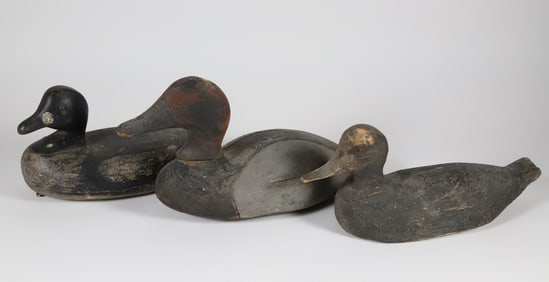 Group of Three Antique Decoys Including a Pintail Drake