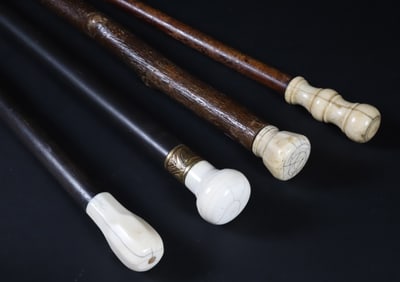 Group of Four Walking Sticks 19th Century