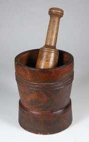 Turned Wood Mortar & Pestle, 19th Century