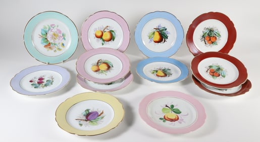 Twelve Vintage Fruit Decorated Luncheon Plates