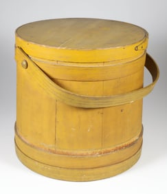 Mustard Paint Decorated Firkin, 19th Century