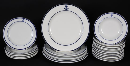 Twenty-One Pieces of Shenango Blue and White Anchor Pattern China