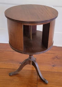 Vintage Mahogany Revolving Library Bookshelf Table