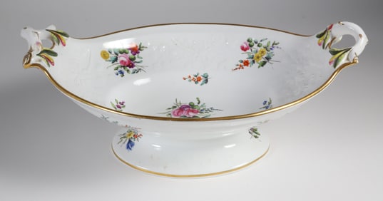 English Porcelain Floral Decorated Compote, 19th Century