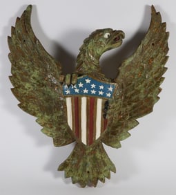 Contemporary Carved Wood and Painted Eagle Plaque, 20th Century