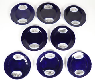 Set of Eight Yale University Commemorative Bread Plates
