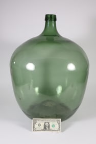 Vintage Green Glass Demijohn Bottle