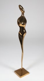 Modern Brass Female Sculpture Stamped on Base "Assises 1985- CCEF Strasbourg"