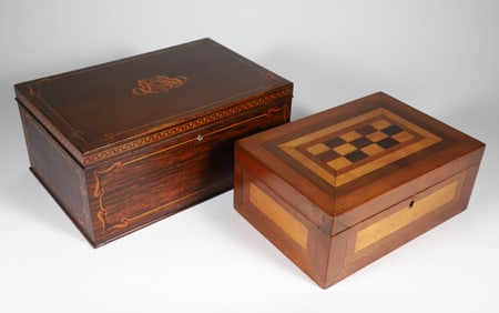 Two Antique Inlaid Trinket Boxes