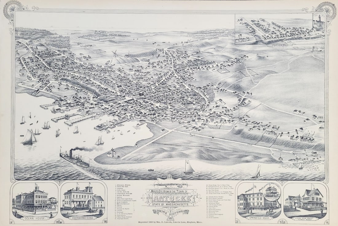 Vintage 1881 Bird’s Eye View of Nantucket Map (1 of 6)