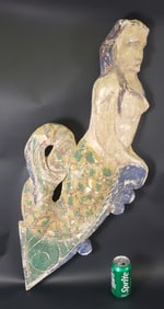 Vintage Carved and Painted Mermaid Ships Figurehead, 20th Century
