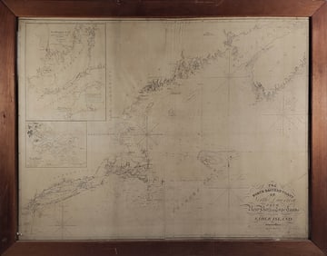 Antique Edward Blunt Map, “The North Eastern Coast of North America”, Chart
