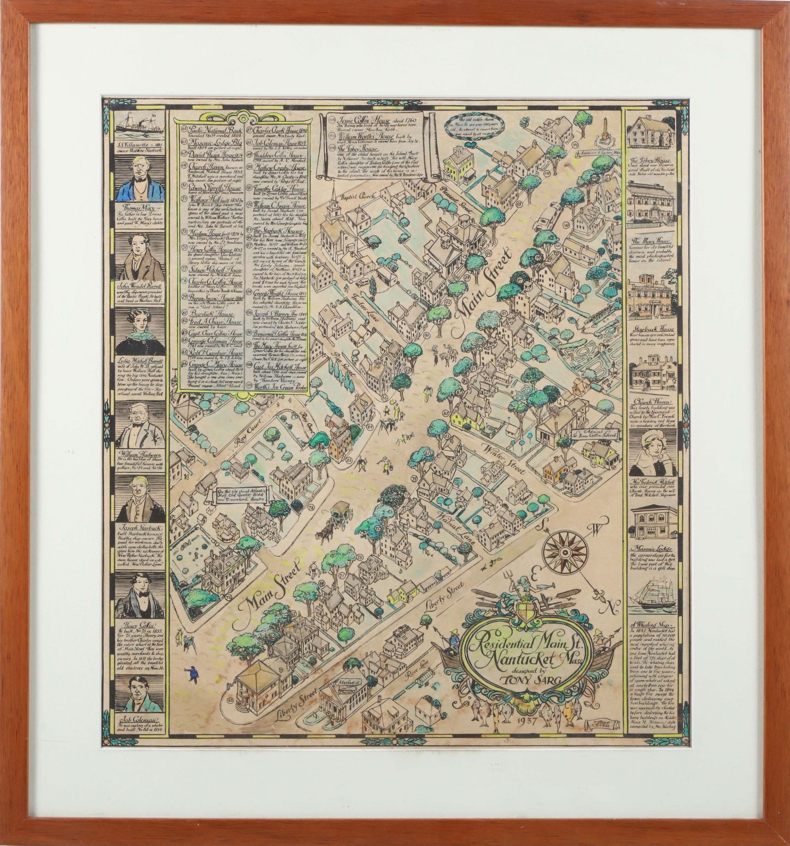 Tony Sarg Print "Residential Main St. Nantucket Mass. 1937"