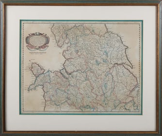 Hundius, Henricus, Map of the North of England, "Eboracum, Lincolnia, Derbia, Staffordia,