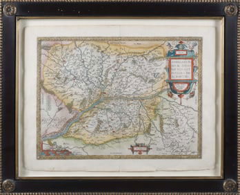 Hand Colored Copper Plate Engraving "Map of Anjou" circa 1579