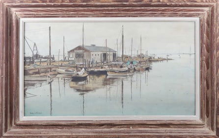 Sandy Sutherland Watercolor and Pen "Nantucket Boat Shop"