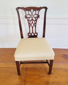 Chippendale Carved Mahogany Upholstered Seat Side Chair, 19th Century