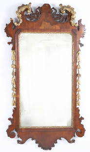 Chippendale Carved Mahogany Parcel Gilt Mirror, 18th Century: Chippendale Carved Mahogany Parcel Gilt Mirror, 18th Century Height 40 in. Width 23 in.