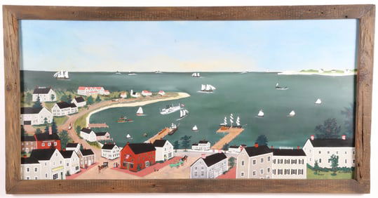 Charlie and Jan Munro Collaborative Oil on Panel "Nantucket Harbor"