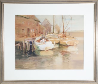 Katherine N. Lynn Watercolor Painting "Old Wharf, Nantucket"