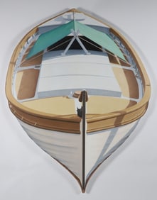 Cady Oil on Shaped Canvas "Mediterranean Work Boat", circa 1994-95