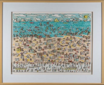 James Rizzi Limited Edition 3-D Screen Print with Collage "When Living is Easy", circa 1987