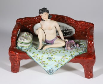 Chinese Porcelain Erotica Figural Group, Republic Period, Minguo 1912-1949